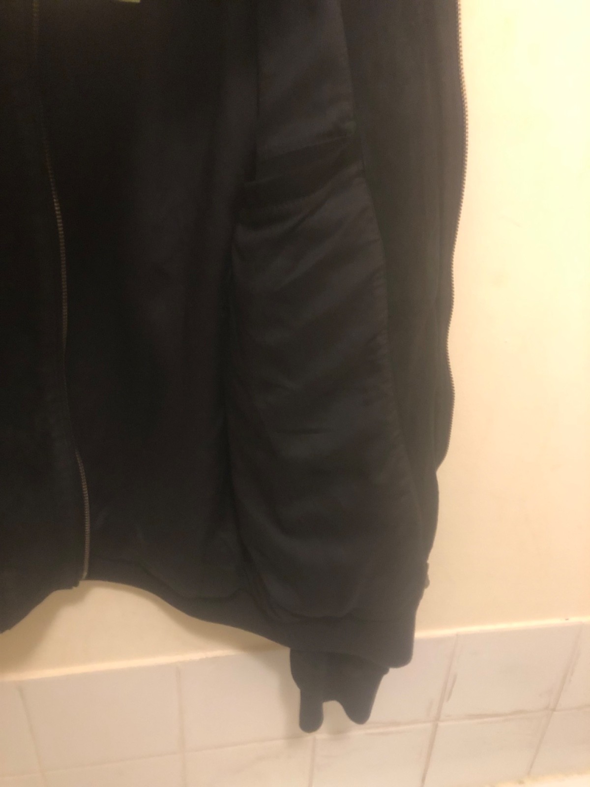 all Saints KEMBLE SUEDE Black BOMBER Jacket Size M  19 inches Pit To Pit image 4