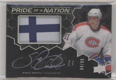 2020-21 SPx UD Black Pride of a Nation 84/99 Tier 1 Saku Koivu Patch Auto 0gy9