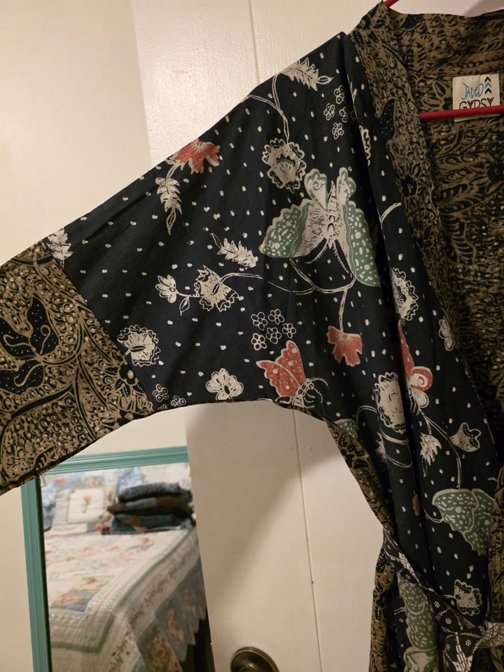 NWOT Jaded Gypsy Kantha Women's Kimono Duster OS Boho Cottage Core with Pockets - Image 3 of 4
