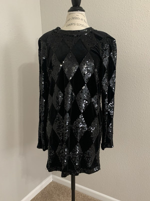 Vintage 1990s Adrienne Vittadini Black Sequin Cocktail Dress Size Large | eBay Vintage 1990s Adrienne Vittadini Black Sequin Cocktail Dress Size Large | eBay