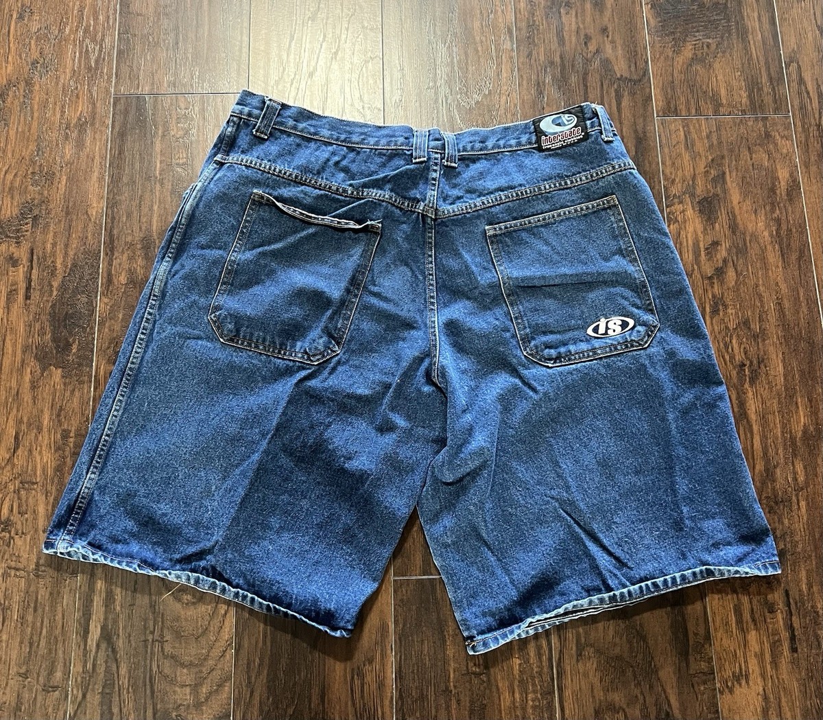 Y2K 00sINTERSTATE デニムハーフパンツバギー ワイド jorts Vintage Y2K Interstate IS Shorts Mens 44 Blue Denim Baggy USA
