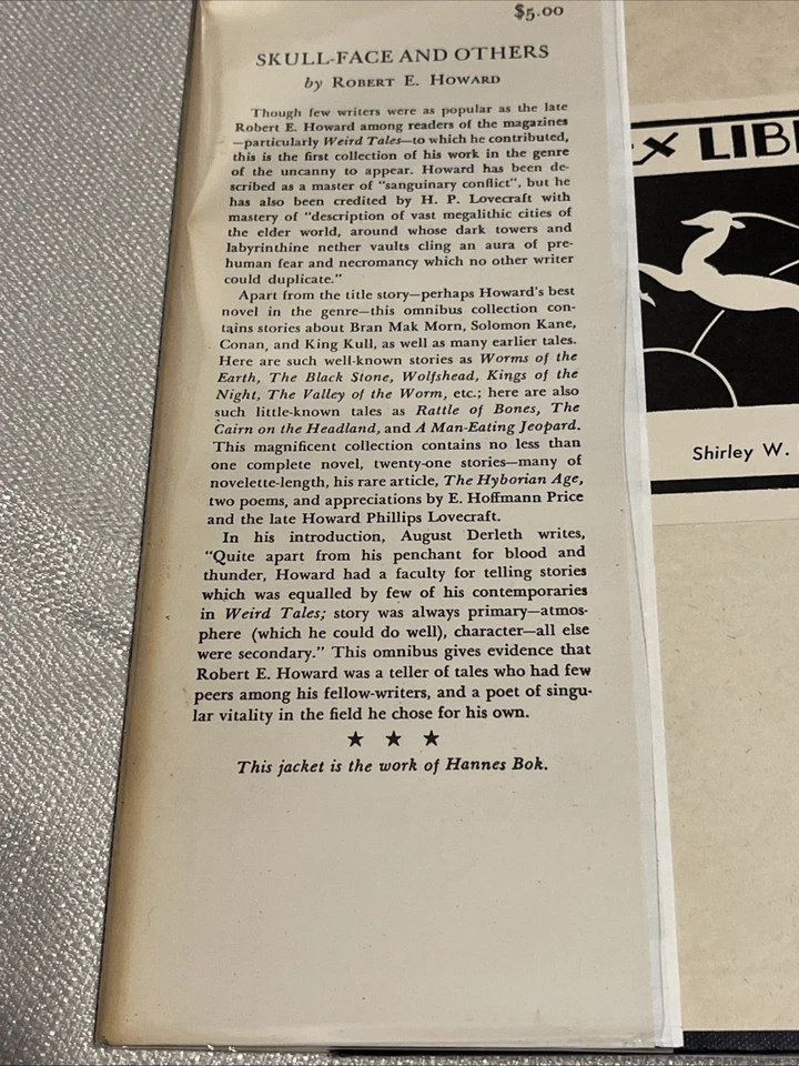 Robert E Howard *RARE* Skull-Face And Others - Arkham - 1946 - 1st ED LTD - Imagem 3 de 4