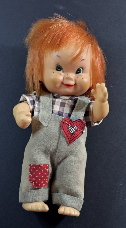 Collectible 1960s Sweet Suzie Overalls With Heart Doll 8" good condition