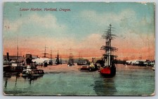 Lower Harbor Portland Oregon Tall Ships River Boats Postcard PC112