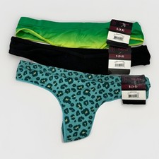 No Boundaries NOBO S 3-5 Thong Panties Set of 3 Teal Cheetah, Black, Green 58 