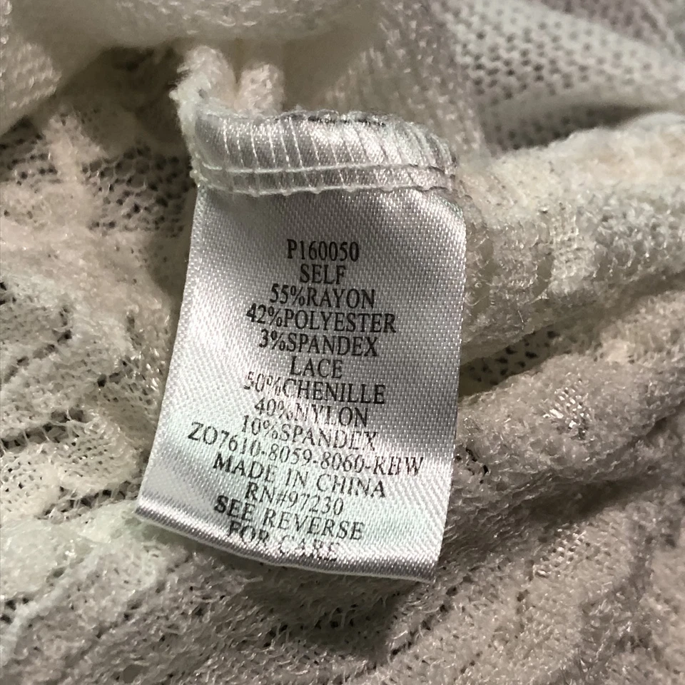 Blusa casi famosa para mujer S con cordones transparentes cachemira femenina ocasión indie blanca Foto 3 de 4