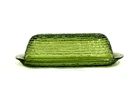 VTG MCM Anchor Hocking Soreno Avocado Green Covered Stick Butter Dish Glass MINT