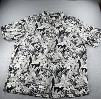 Tommy Bahama Island Zone Mens 2XT Black Silk Blend Hawaiian Tropical Floral