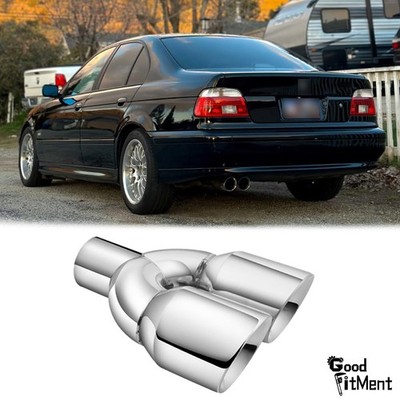 Für 5er 530i E39 Doppelrohr Auspuffblende 201 Endrohr 2,5'' Einlass 3,5'' Auslass