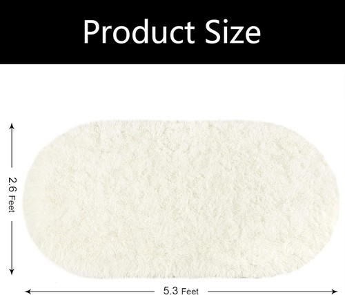 Softlife Fluffy Rugs for Bedroom, Shag Cute Area 2.6x5.3 Feet (1 pc), Creamy - Picture 2 of 9