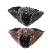 Pirate Hat Vintage Headwear Headgear Comfortable Tricorn Hat for Men Women H