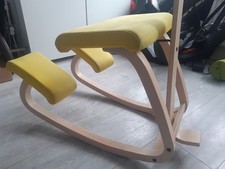 Varier Variable Balans Kneeling Chair & Backrest – Faux Suede Yellow/Beech Frame