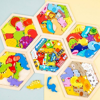 Wooden Toddler Puzzles Educational 3D Jigsaw Toys For Kids BAK