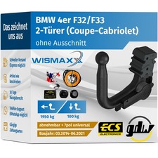 ANH�NGERKUPPLUNG f�r BMW 4er F32 F33 14-21 vert. abnehmbar GDW +7pol E-Satz ABE
