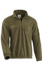 Pullover polar Brooklyn Armed Forces BAF para hombre OD verde cuarto cremallera talla grande
