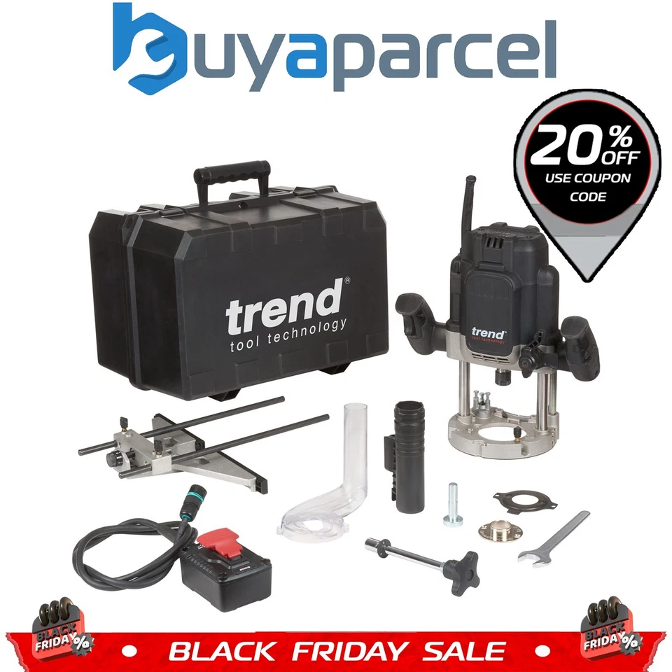 Trend T14EK 2300W Variable Speed Router 80mm Plunge Depth Table Compatible 240V