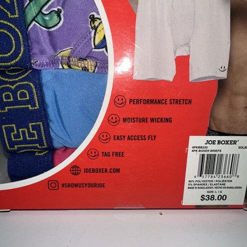 NEW-Men's Joe Boxer 4 PERFORMANCE PACK Stretch BOXER BRIEFS Underwear Size LARGE - Picture 9 of 9