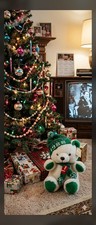 Vintage Retro 1988 K-Mart Christmas Bear Plush Green Scarf And Winter Hat