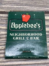 Vtg Atlas Match Co Matchbook Applebees Restaurant Bar & Grill Green 