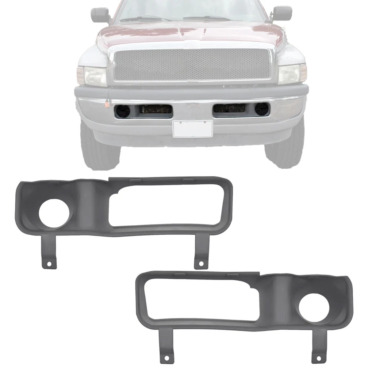 2-Piece Primed Fog Light Bezel Set For Dodge Ram 1500/2500 (1994-2002) – Direct Fit