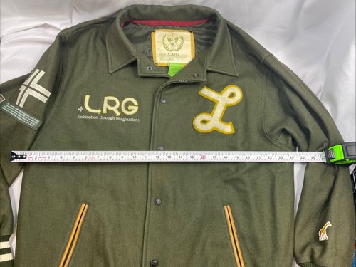 LRG Team Player Wool Olive Green Jacket Mens Size L Embroidered Rare - Picture 10 of 13
