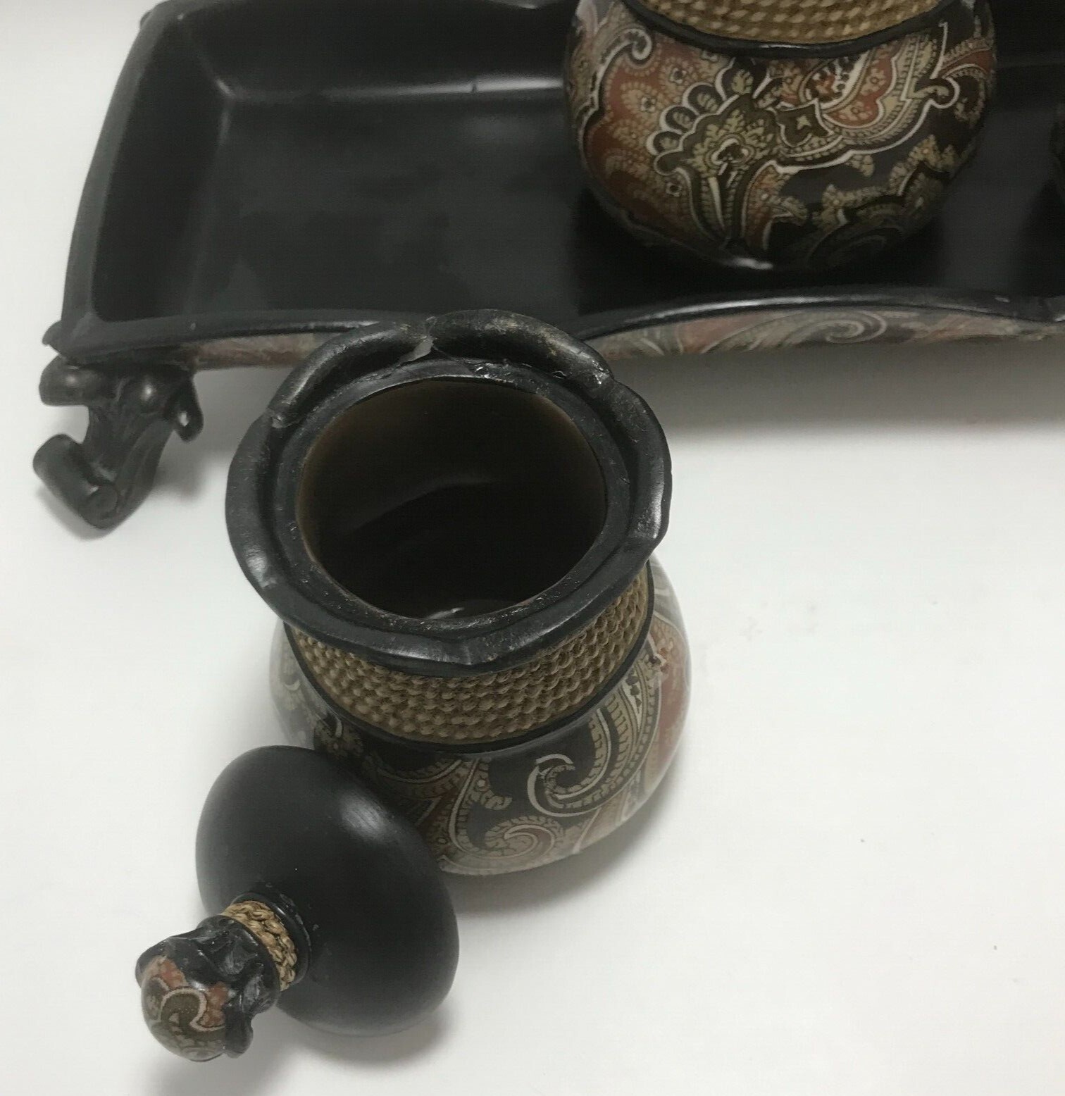 Dynasty 4 Piece Set Condiment, Apothecary, Spice Jars with Lids, Black