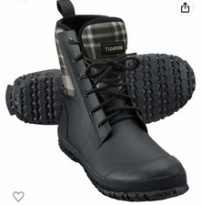 Tidewe Women's Neoprene Lace Up Rubber Plaid Hunting Rain Boots Sz 9 Waterproof