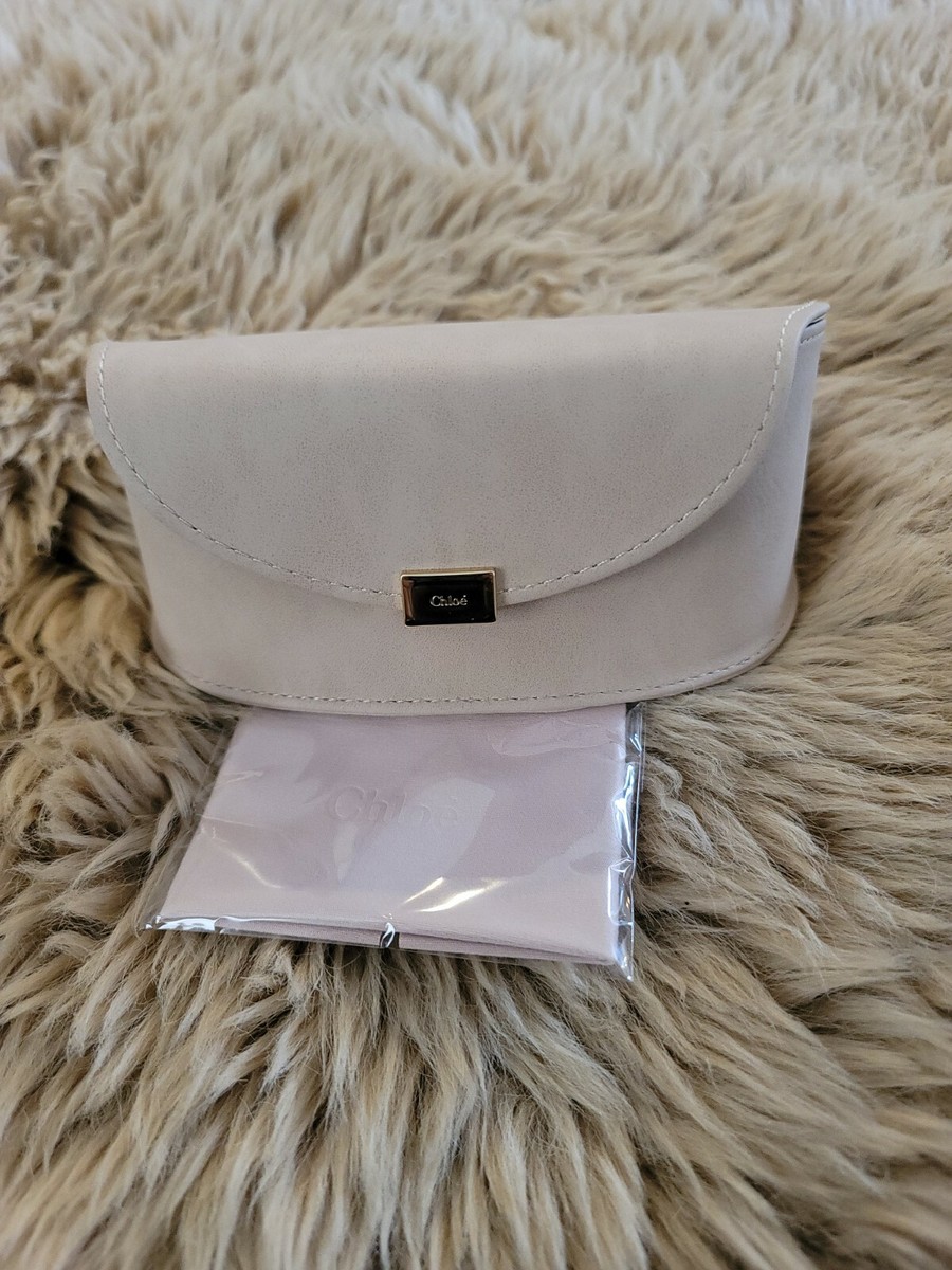 ❤️ Chloe Designer Sunglass Case and Cloth NEW CHLOE BEIGE SUEDE LEATHER SUNGLASSES EYEGLASSES HARD  main image 4