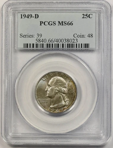 1949-D 25C PCGS MS 66 Washington Silver Quarter
