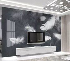 3D Fluffy Feather R20415 Wallpaper Wall Mural Self-adhesive Removable Luna