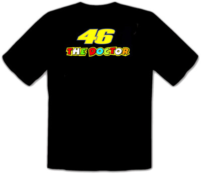 46 The DOCTOR Valentino Rossi pilot Schwarz Motorrad SCHWARZE T-Shirt -105