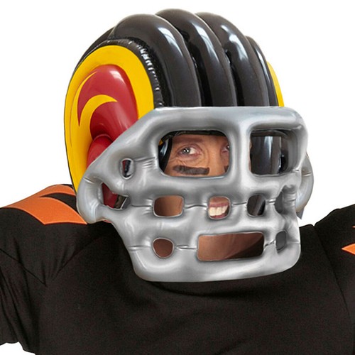 NET TOYS Aufblasbarer American Football Helm – Grau-Schwarz-Gelb – Perfekt Für Karneval & Mottopartys