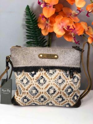 NWT MYRA Pixels Canvas & Leather Trims Crossbody Bag #S-2540