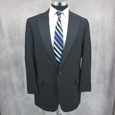 Evan Picone Sports Coat Mens 44R Black Blazer Jacket 1 Button Vented