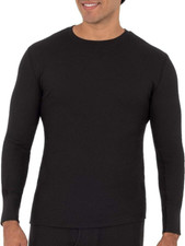 3 PACK Fruit Of The Loom Mens Thermal Waffle CREW Top Shirt 2X BLACK