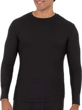 3 PACK Fruit Of The Loom Mens Thermal Waffle CREW Top Shirt  2X BLACK