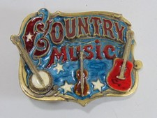 Vintage Collectible Country Western Music Enamel Belt Buckle by American 1982