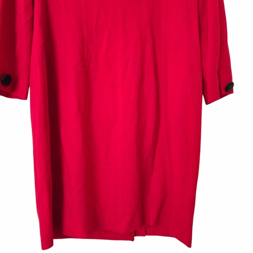 Abito cappotto Louis Feraud vintage anni 80 90 rosso 12 lana leggero evento festivo - Foto 21 di 23