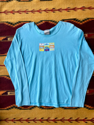 Vintage Y2k 00's Women's Nike Graphic Longsleeve Nike Cortez Teal Size XL 