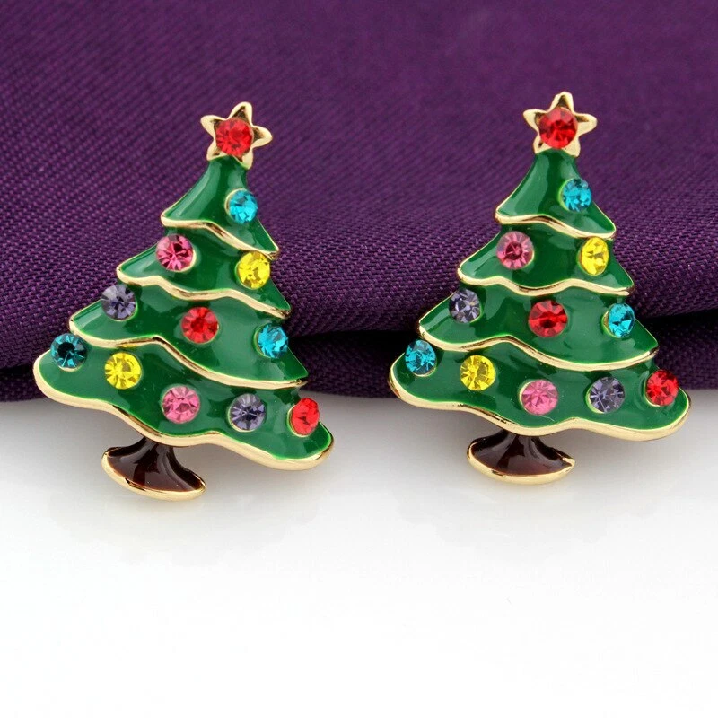 Betsey Johnson Estrás Verde Esmalte Árbol de Navidad Pendientes Bolsa de Regalo Foto 2 de 3