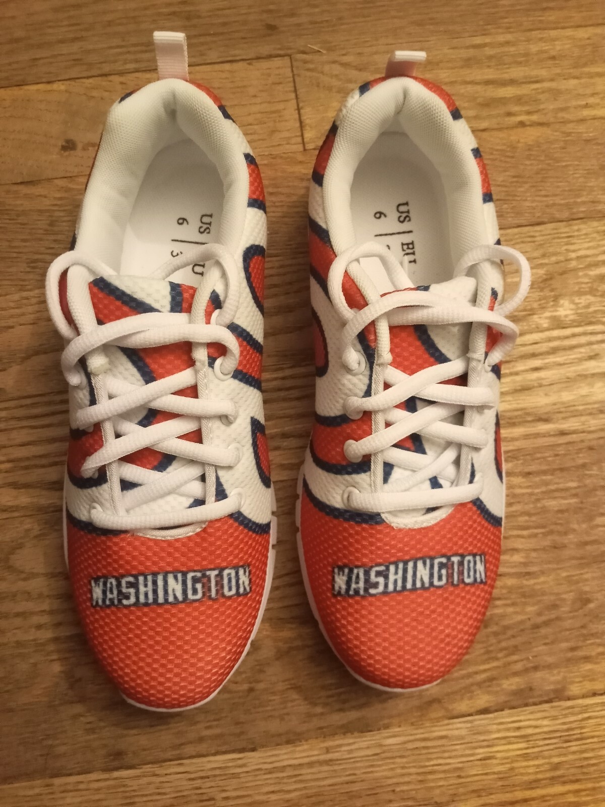 ALTRA Scarpe Washington Nationals "Curly W" rosso bianco e blu donna taglia 6. Senza scatola.