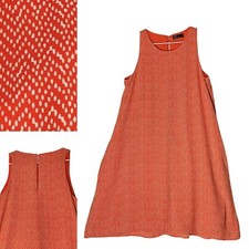 Gap Swing Tank Dress Orange/White Pockets Lined Polyester Sz S Oversized