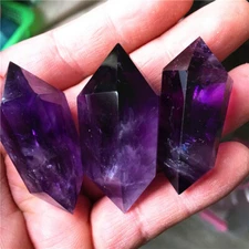3PCS Natural Purple Amethyst Quartz Crystal Point Wand Obelisk Healing LH02