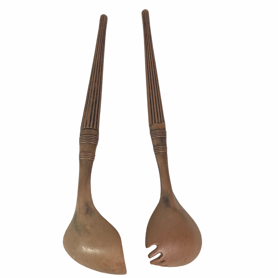 MCM Plastic Salad Serving Fork Spoon Brown 11" - Image 4 of 4
