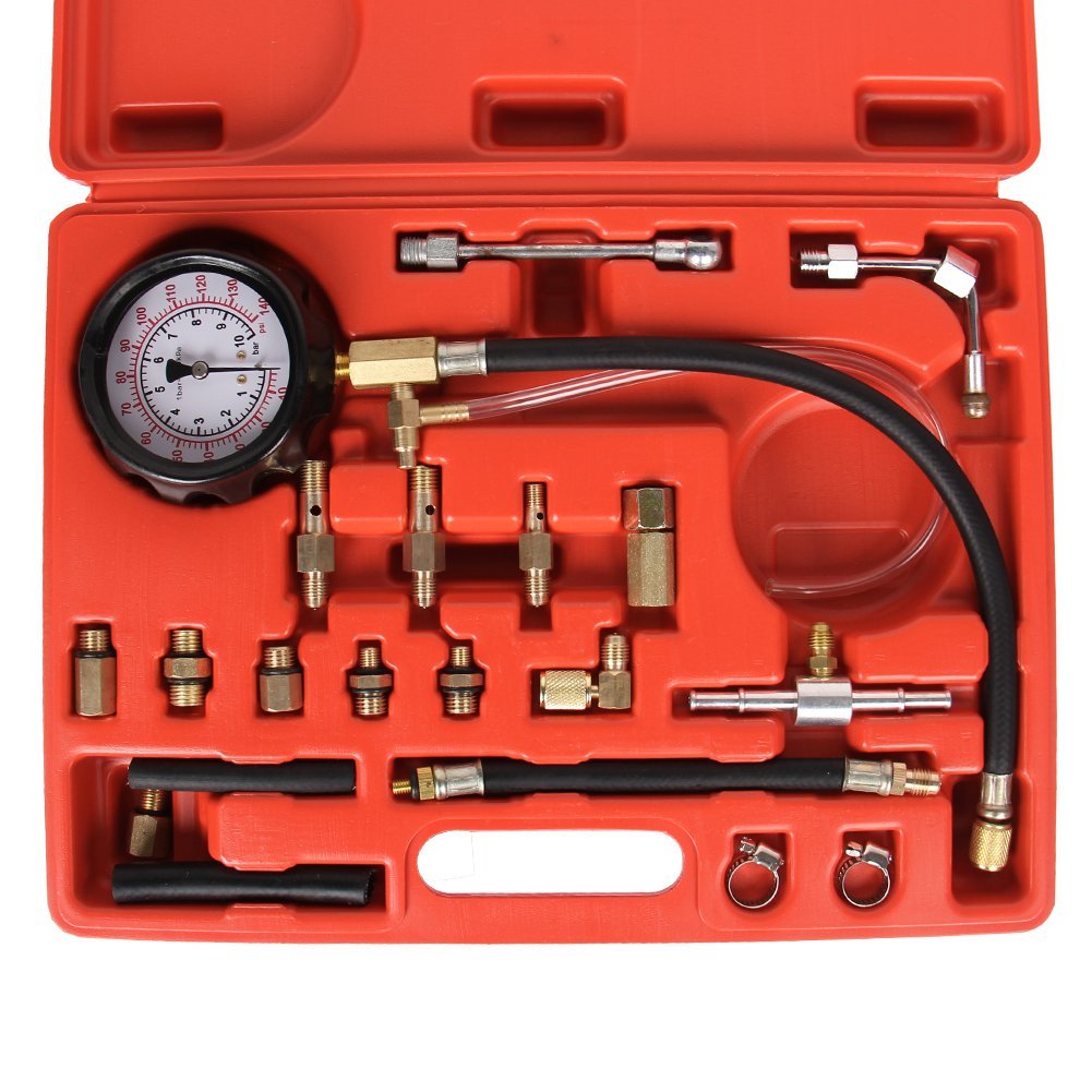 140 PSI Gasoline Fuel Injection Pump Pressure Gauge Tester Kit With Case - TU-114