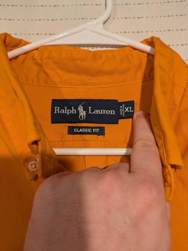 Polo Ralph Lauren Button Down Shirt Classic Fit Orange Mens Size XL Long Sleeve - Picture 4 of 7
