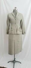 Vintage 1940s/50s Wool Skirt Suit Two Tone Heathered Gray Yellow Nipped Waist
