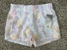 New Adidas Girls Aeroready Shorts Athletic Lined Drawstring Sz 7/8 SMALL  D17 