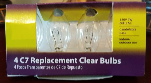 Light Keeper Pro Transparent Clear C7 Replacement Bulbs 120V 5W 60Hz AC 4-Count - Picture 2 of 3