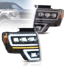 VLAND LED Projector Headlights Set For 2009-2014 Ford F150 F-150 W/Sequential